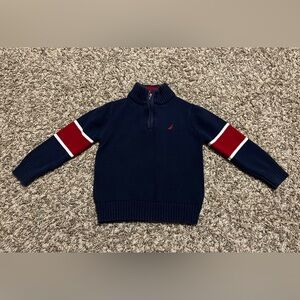 Nautica Navy Quarter Zip Knit Sweater Toddler Boy 3T